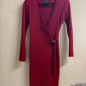 SHEIN Deep Red Long Sleeve Dress